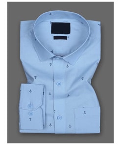 Sky Blue Anchor Patterned Dress Shirt