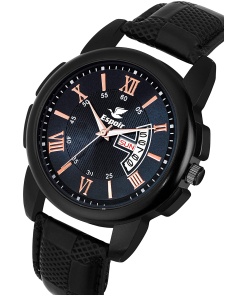Men's & Boy's Analog Watch with Black Dial, Day, and Date Display
