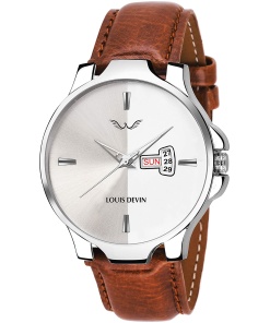 Men's Analog Wrist Watch with Genuine Leather Strap