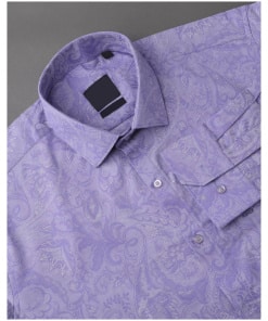 Men's Abstract Jacquard Texture Cotton Shirt in Biloba Blue