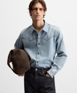 Classic Washed Denim Shirt For Men