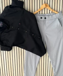 Cotton Shirt & Pants Set – Black & Grey Edition