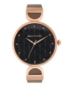 Women’s Quartz Black Dial Watch with Rose Gold
