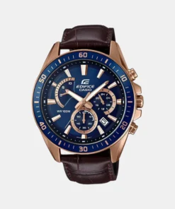 Blue Dial Chronograph Leather Strap Watch