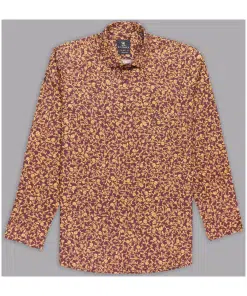 Brown Shirt with Decorated Gold Flowers for Men