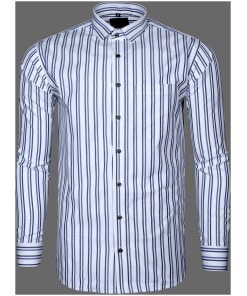 Bright White with Blue-Gray Stripes Shirt