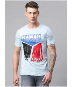 Men's Half Sleeve Cotton T-Shirt in Vibrant Blue Round Neck