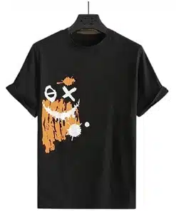 Black Cotton Printed T-Shirt