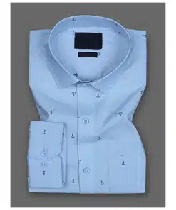 Sky Blue Anchor Patterned Dress Shirt