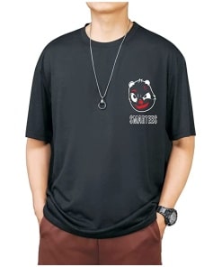 Oversized Black Cotton Printed T-Shirt