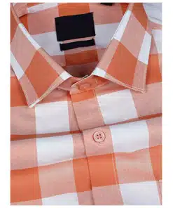 Bright White and Orange Premium Giza Cotton Shirt