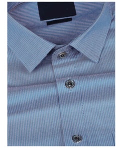 Premium Sapphire Blue Striped Cotton Shirt