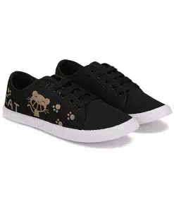 Stylish Black Lace-Up Casual Shoes for Women
