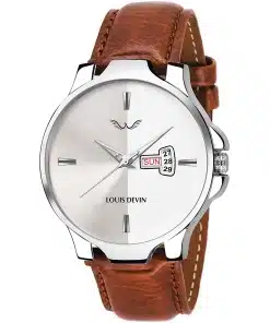 Men's Analog Wrist Watch with Genuine Leather Strap