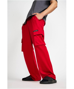 Burgundy Tactical Straight-Leg Trousers