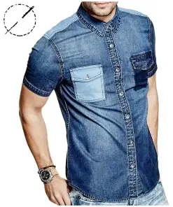 Short Sleeve Denim Shirt Tailored for Modern Gents