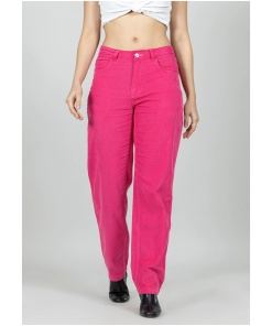 Fuchsia Pink Straight Fit Women's Trousers