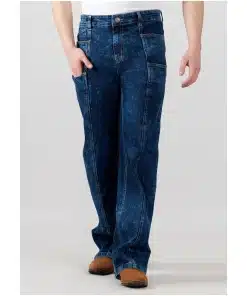 Blue Wide Leg Cut and Sew Men’s Jeans