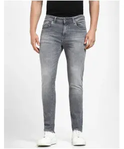 Dark Grey Mid Rise Leon Slim Fit Jeans