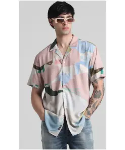 Light Blue Abstract Print Shirt