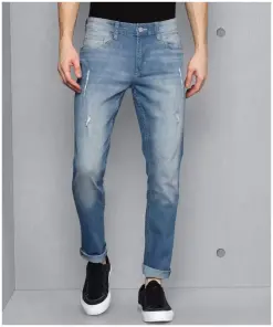 Men Slim Mid Rise Light Blue Jeans