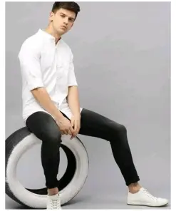 Stylish White Shirt And Black Denim Jeans Combo