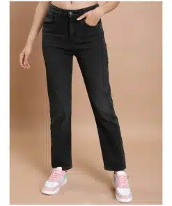 Women Dark Grey Straight Fit Stretchable Jeans