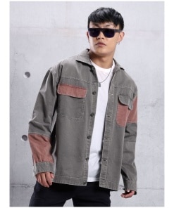 Grey Cut and Sew Shirt for Men