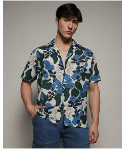 Men's Beige Floral Printed Relaxed Fit Shirt