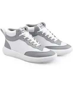Men's Grey & White Color Block Sneakers