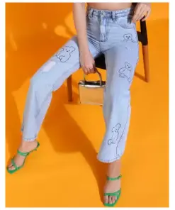 Women Flared High Rise Blue Jeans