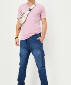 Streetwear-Inspired Carrot Fit Cargo Denim Joggers