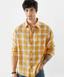 Men’s Amber Gold Oversized Relaxed Shirt