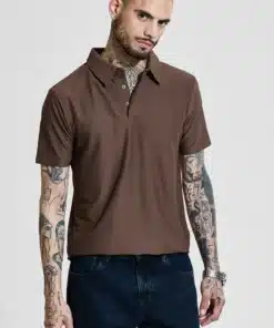 Brown Textured Polo Slim Fit T-Shirt