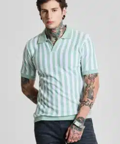 Light Green Stripes Slim Fit T-Shirt