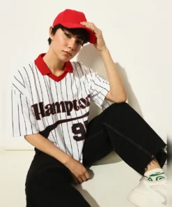 White Striped Varsity Oversized Polo