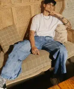 Men’s Stylish Patch & Seam Blue Cargo Denim