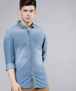 Men’s Slim Fit Blue Faded Denim Shirt