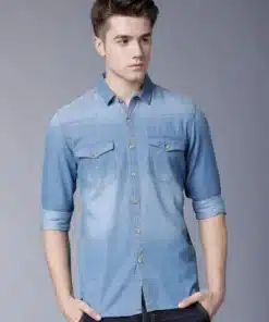 Men’s Modern Faded Slim Fit Denim Shirt