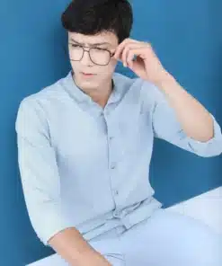 Men’s Modern Slim Fit Light Wash Denim Shirt