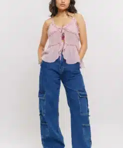 Dense Blue Side Pocket Cargo Jeans