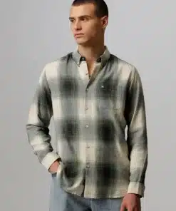 Men’s Modern Green Checked Slim Fit Cotton Shirt