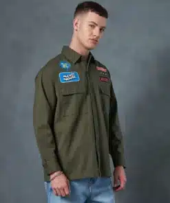 Classic Mickey Badge Printed Oversized Shirt – Green