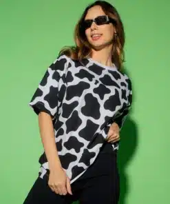 Women's Black Camo Printed Oversized T-shirt