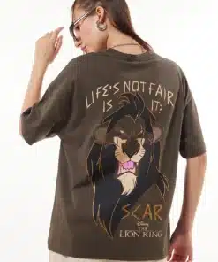 Brown Unfair Scar Graphic Printed Oversized T-shirt