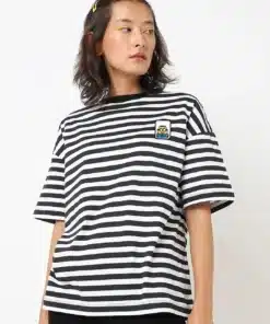 Women's White Minion Striped Oversized T-shirt