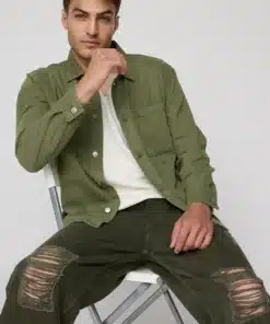 Olive Green Men’s Long Sleeve Utility Shirt