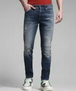 Blue Low Rise Distressed Glenn Slim Fit Jeans