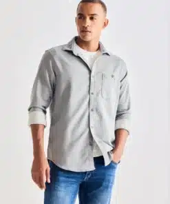 Stone Wash Grey Denim Shirt for Men