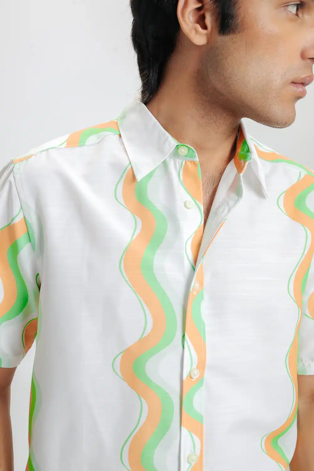 Men's White Abstract Print Shirt